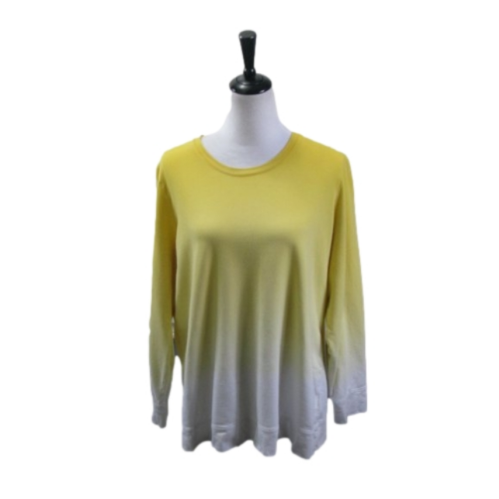 D & Co. Active Yellow/White Ombre Long Sleeve Top Size Large